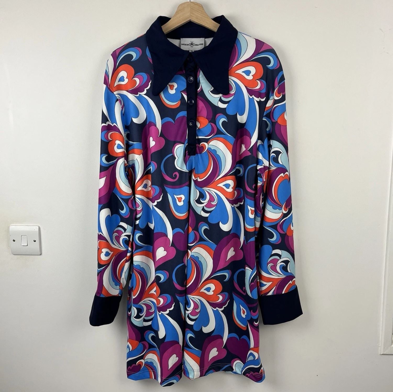 Madcap England Damen Kleid Größe UK 18 Love Heart Vintage Retro 60er 70er Disco Kleid