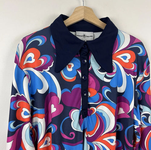 Madcap England Damen Kleid Größe UK 18 Love Heart Vintage Retro 60er 70er Disco Kleid